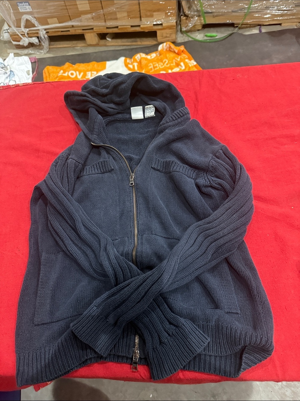 Armani Exchange Navy Blue Zip-Up Hooded Utility Jacket